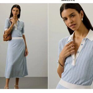 Boss by Hugo Boss Polo Knit Midi Dress Short-Sleeve Blue Size Small *READ FLAW*